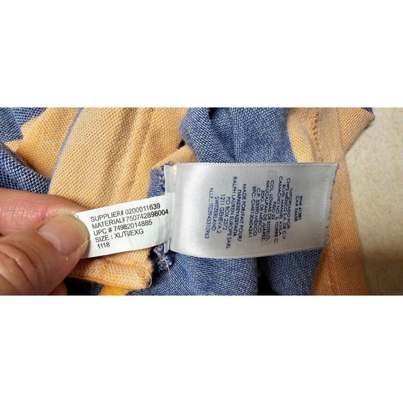 Chaps Natural Stretch Mens XL orange Blue Striped Short Sleeve Logo Polo Shirt - Picture 12 of 12